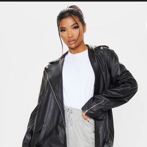 Carbon Oversized Leather Jacket